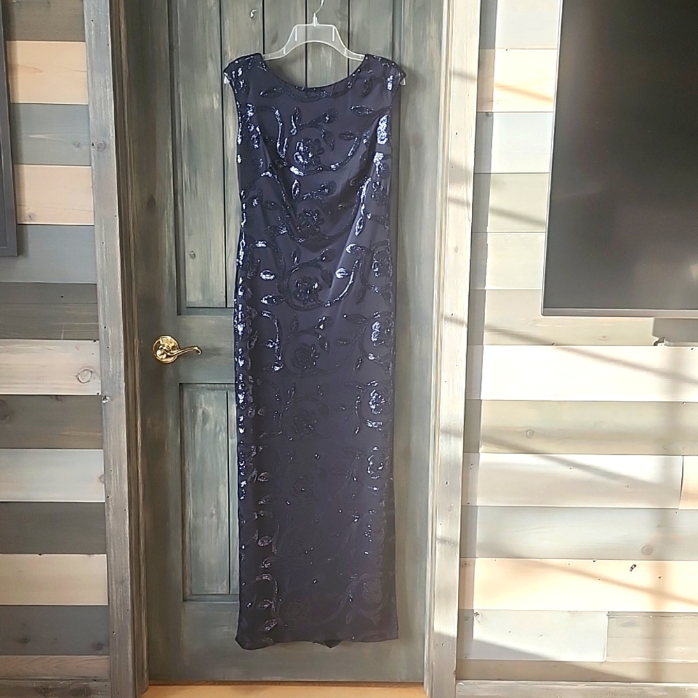 Ralph Lauren Navy Sequined Column Wedding Gown